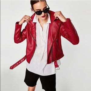 Zara red biker jacket